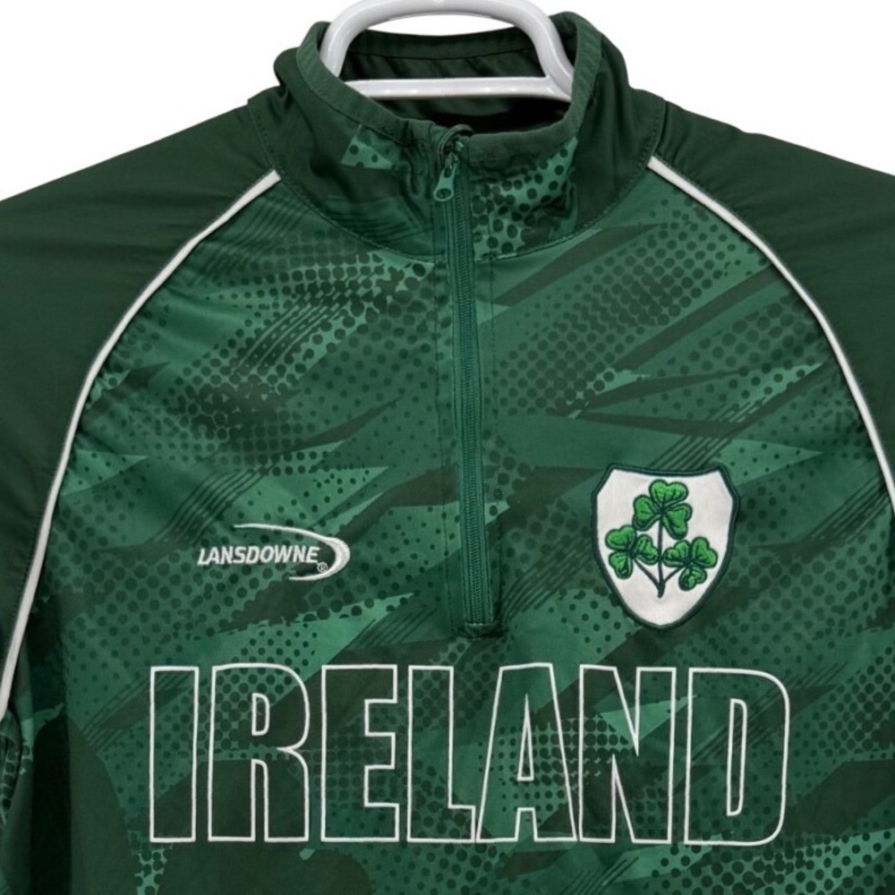 Lansdowne Ireland  1/4 Zip Pullover Green Shamrock Rugby Performance Mens M